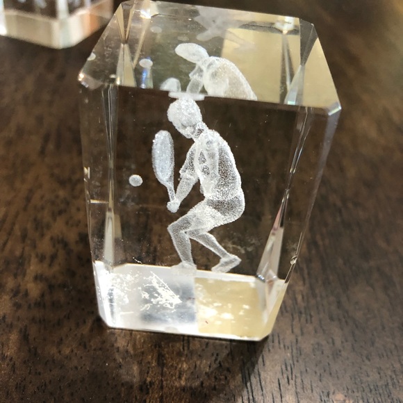 3D Laser Etched Tennis Player Paperweights - Picture 7 of 12
